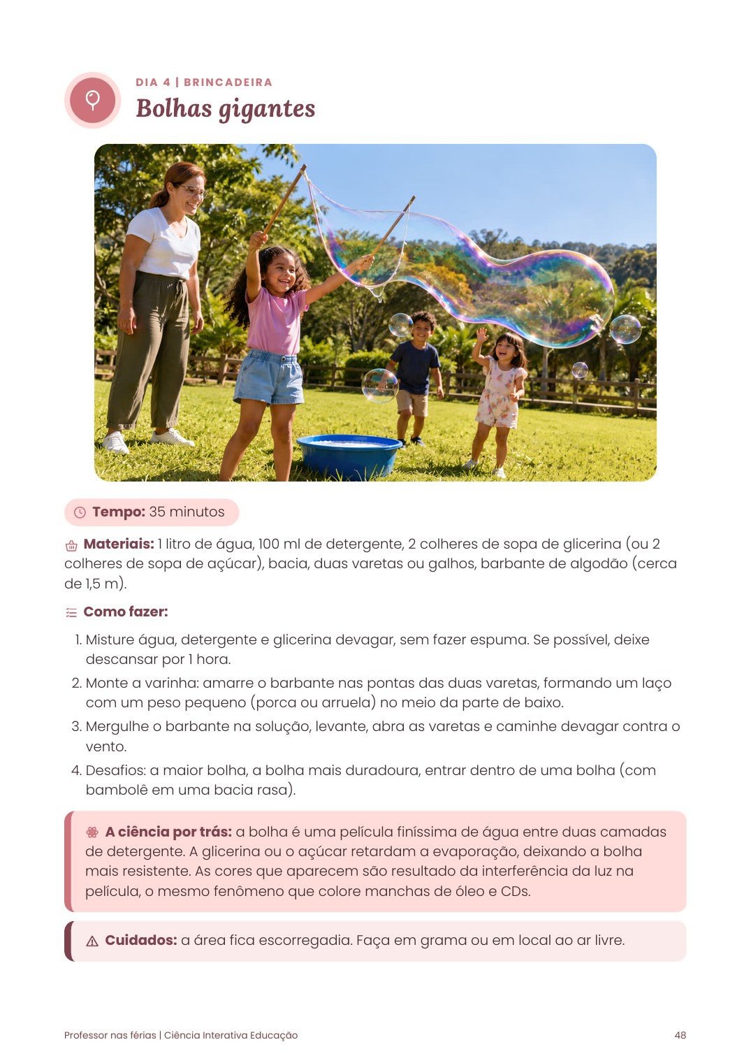 Página de ficha de atividade do guia