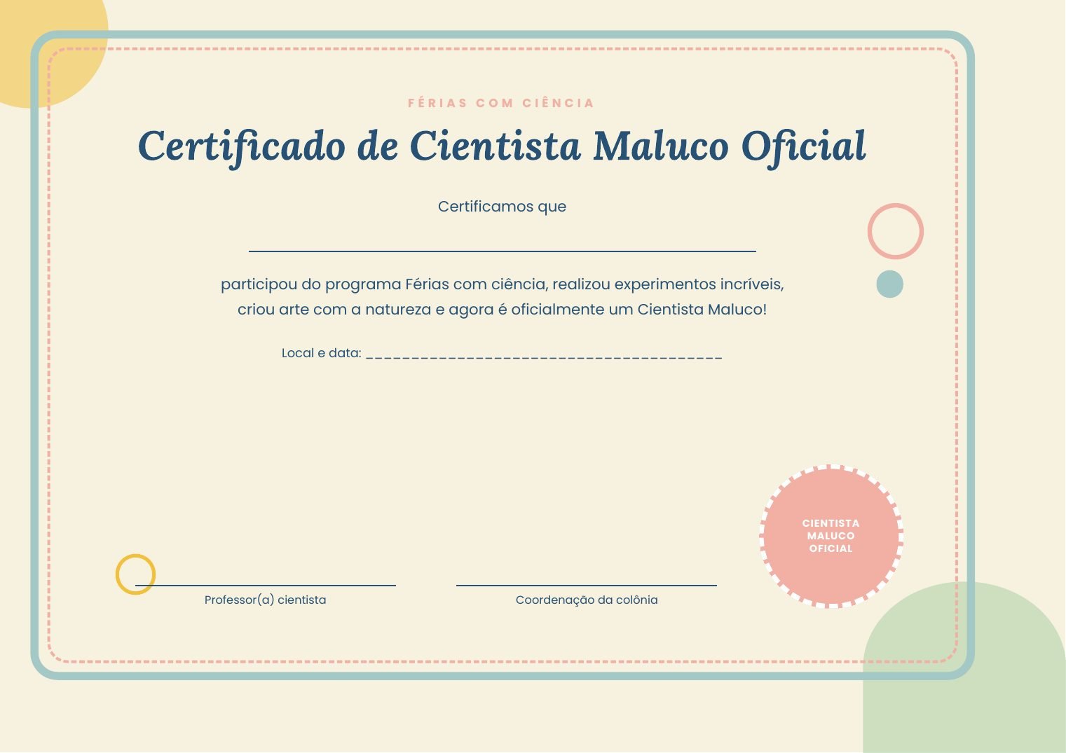 Certificado de cientista maluco oficial